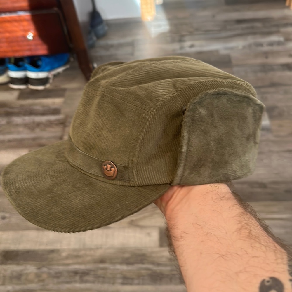 Goorin Bros Green Corduroy Ear Flap Hat size xl